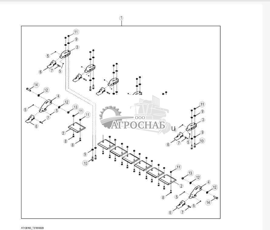 Комплект для переоборудования зубьев ковша с сегментами для ковша шириной 106 дюймов (269 см) 